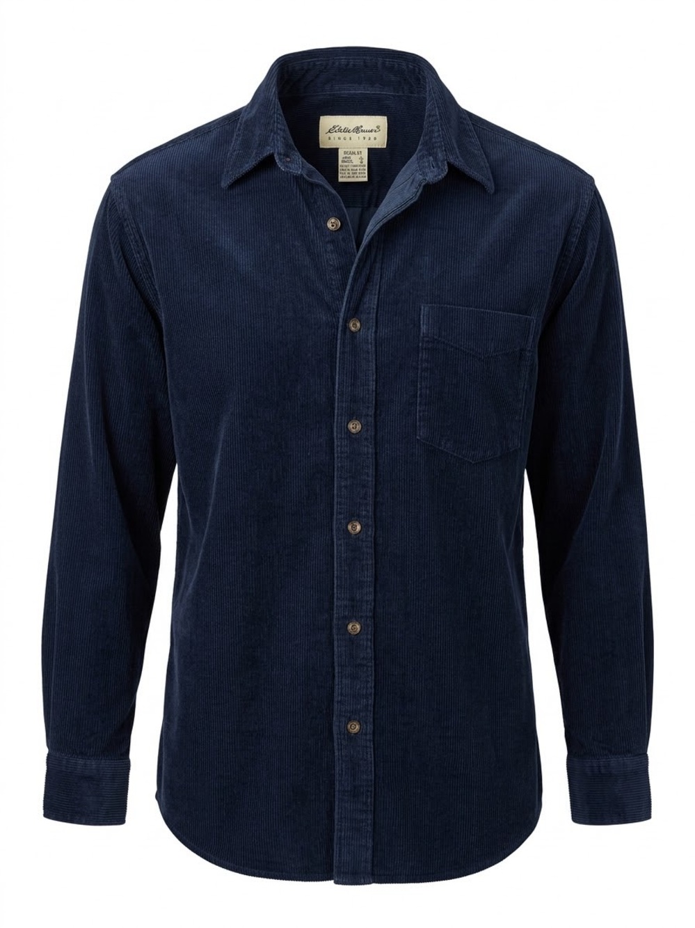 Eddie Bauer Blue Corduroy Shirt Men’s Large 100% Cotton Casual